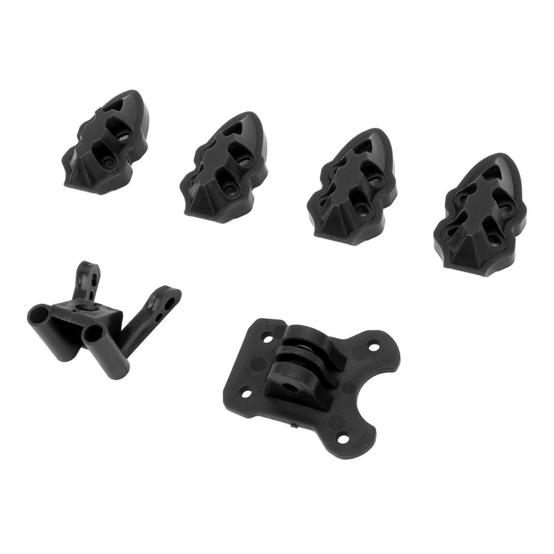 Black 3D-printed RC drone motor mount bracket set with mounting holes
