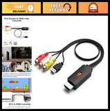 RCA to HDMI Converter Adapter, 1080P AV/Composite to HDMI, 4:3/16:9 Switch for W