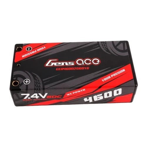 4600mAh 7.4V 60C 2S2P Gens ace Lipo Battery Shorty Pack 29# with 4.0mm Bullet Battery