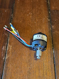 Horizon Hobby brushless outrunner motor with blue housing and wire leads