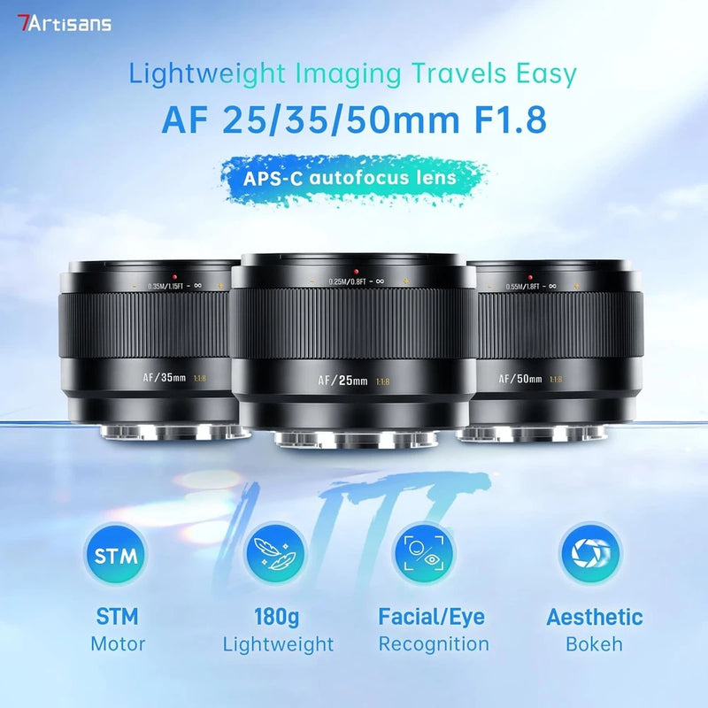 7Artisans 25mm 35mm 50mm F1.8 APS-C LITE Series Auto Focus Lens for E/X/Z Mount