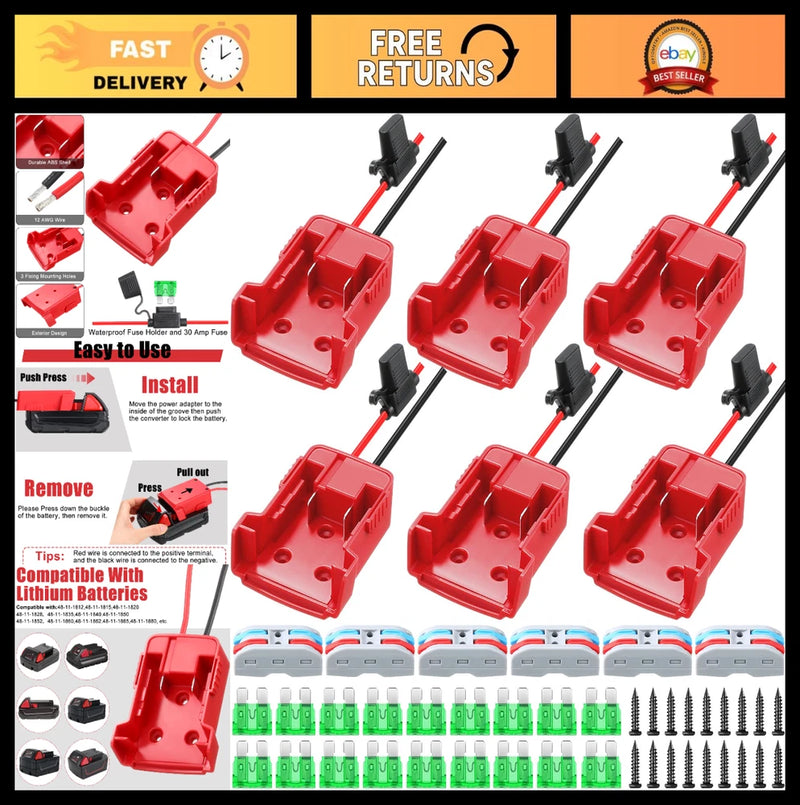 6 Pack Wheel Adapter for 18V Battery, RC Car Robotics Converter Kit, DIY Power C Converter
