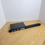 Black 3-input scaler switcher scan converter with front panel, rack-mount device.