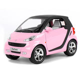 1:24 Smart ForTwo Model Car Metal Diecast Toy Cars Toys for Boys Kids Gifts Pink Battery