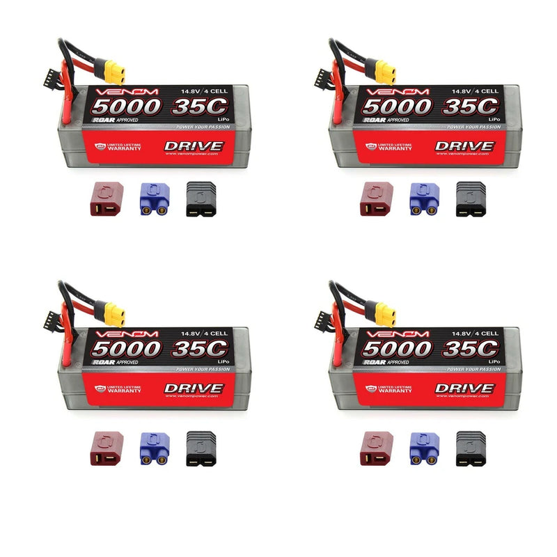 Venom 35C 4S 5000mAh 14.8V Hard Case RC LiPo Battery ROAR with UNI Plug x4 Packs Battery