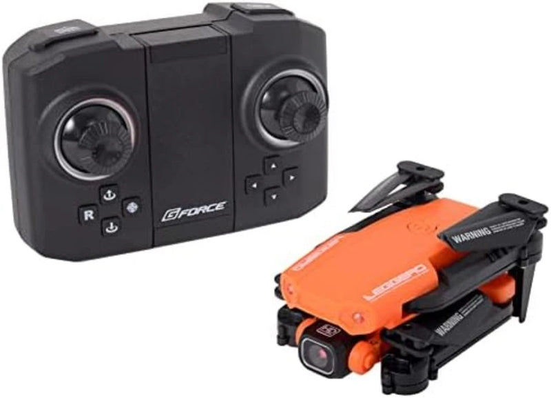 G-force foldable orange drone with controller and Wi-Fi camera