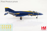 1:72 scale F-4J Phantom II model jet, blue and gray, US Navy and Blue Angels markings