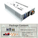 5000W Pure Sine Wave Inverter 18V to 120V Power Car Converter Off Grid RV Truck