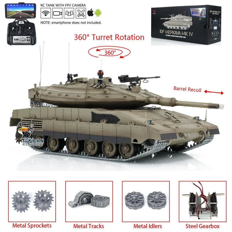 1:16 HengLong 3958 RC Military Tank IDF Merkava MK IV FPV 360 Turret 7.0 Upgrade
