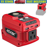 18V Power Inverter 220W AC Converter W/ USB & Type-C Fast Charging LED Light