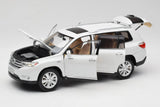 1/18 Toyota Highlander 2012 White Diecast Model Car Gifts For Friends