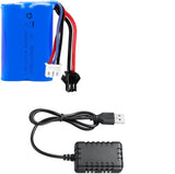 7.4V 1500mAh Li-ion Battery 18500 SM Plug with USB Charger For RC Car Boat Truck Battery