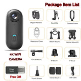 Mini action camera body cam with front lens and side power button