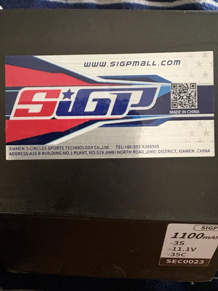 SIGP 3S Lipo Battery 1100mAh 11.1V 20C Soft Pack with JST Plug for RC 2 Pack Battery