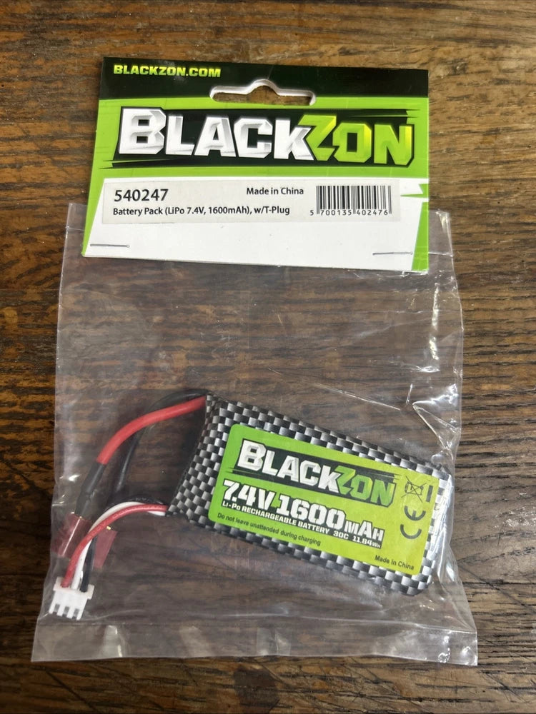 BlackZon 540247 Battery Pack (LiPo 7.4V, 1600mAh), W/T-Plug Battery