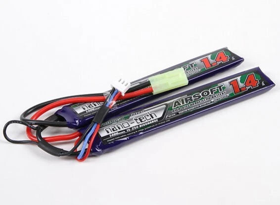 TURNIGY NANO-TECH 1400mAh 2S 7.4V 15C-25C LIPO BATTERY AIRSOFT MINI TAMIYA MOLEX