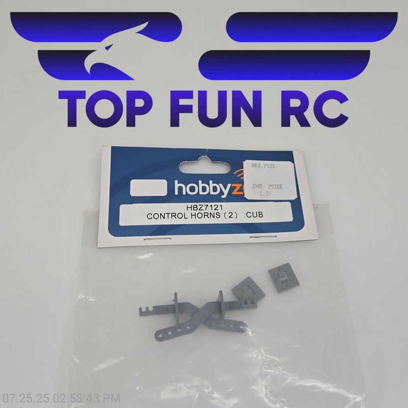 Control horns set of 2 for RC cub airplane, gray plastic pieces with mounting holes