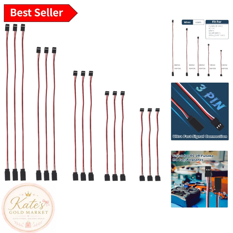 High-Quality PVC 3-Pin Servo Cables for RC Cars, Airplanes & Helis - 15 Pack