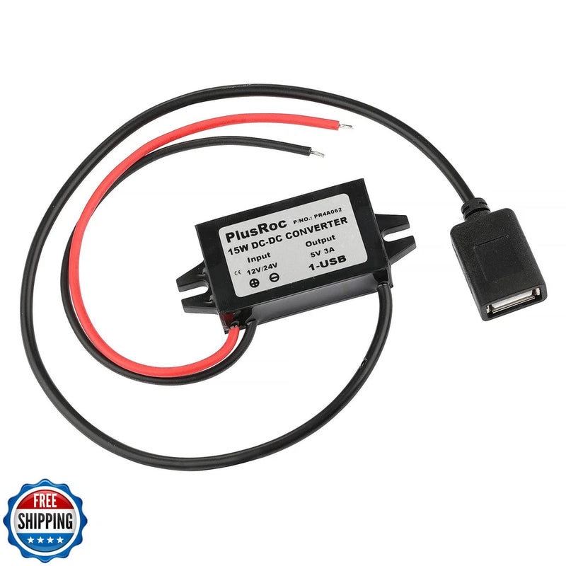 PlusRoc Waterproof 12V/24V to 5V Converter DC-DC Step Down Module Power Adapt