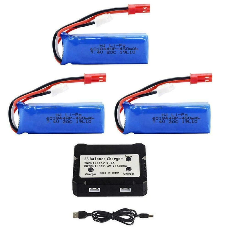 7.4v 450mAh 20C Li-po Battery  JST plug For Wltoys K969 K989 K999 P929 P939 K979