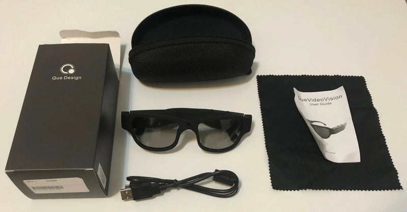 QUE DESIGN RECHARGEABLE ACTION VIDEO CAMERA SUNGLASSES WITH MICRO SD CARD