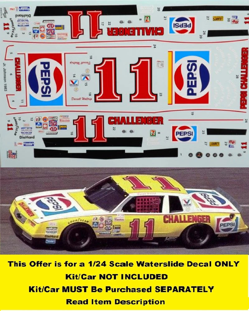 POWERSLIDE #11 PEPSI CHALLENGER 1983 CHEVROLET MONTE CARLO WALTRIP 1/24 DECAL