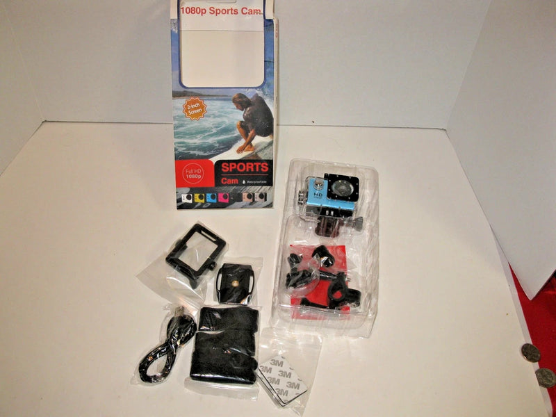 Full HD 1080P Action/Sports/Waterproof Camera Video Recorder open box Blue