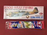 Balsa airplane model kit box, Focke-Wulf FW-190 fighter interceptor