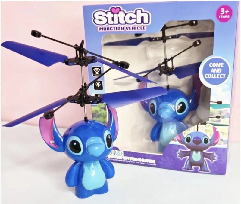 Stitch induction toy helicopter drone with blue Stitch figures, collectible