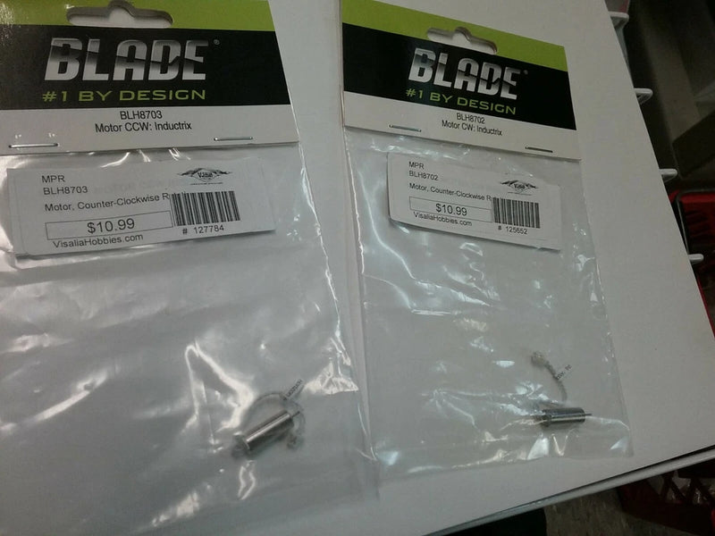 Blade RC drone replacement blades in sealed plastic packaging, small metal parts