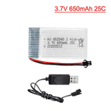 3.7V 650mAh LiPo battery pack with USB charger cable and balance plug