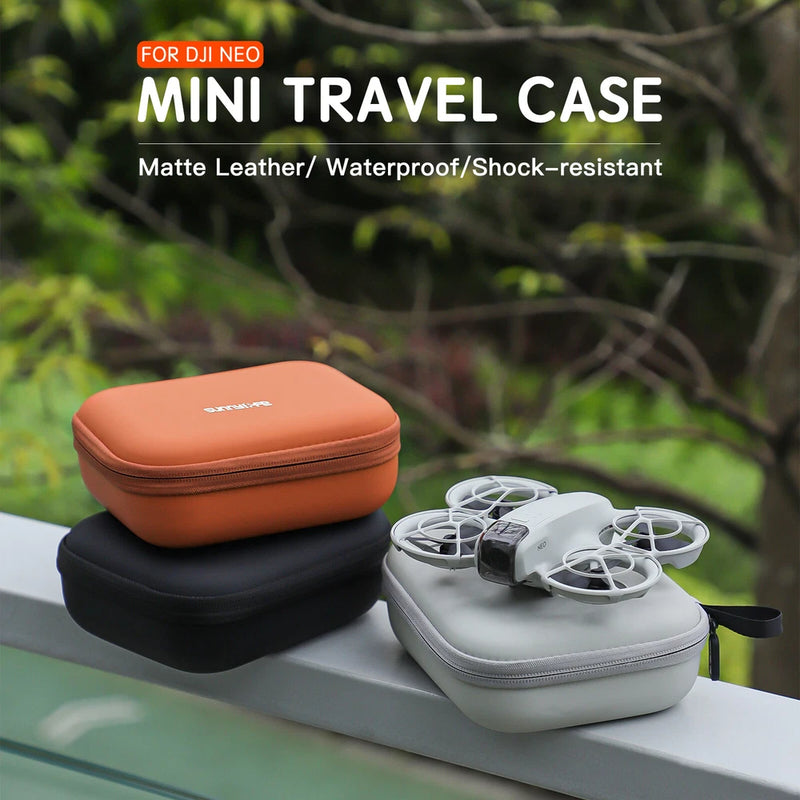 Mini travel case for DJI NEO accessories, matte zipper, orange and black