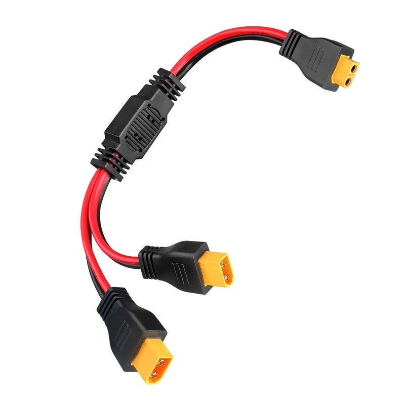 XT60 Y Splitter Cable 12AWG 1F to 2M Adapter for RC Cars, Drones, Solar Systems Converter