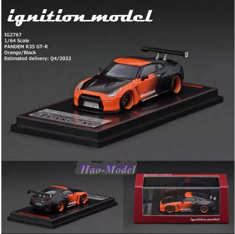 IG 1:64 PANDEM R35 GTR modified Model Car Alloy Diecast Metal Ornaments Orange
