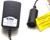 E-flite battery charger with input label and attached power cable connector