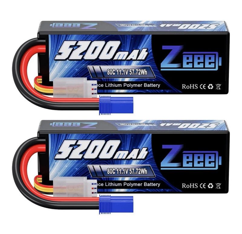 2x Zeee 3S LiPo Battery 5200mAh 11.1V 80C EC5 for RC Car Truck Racing Models Battery