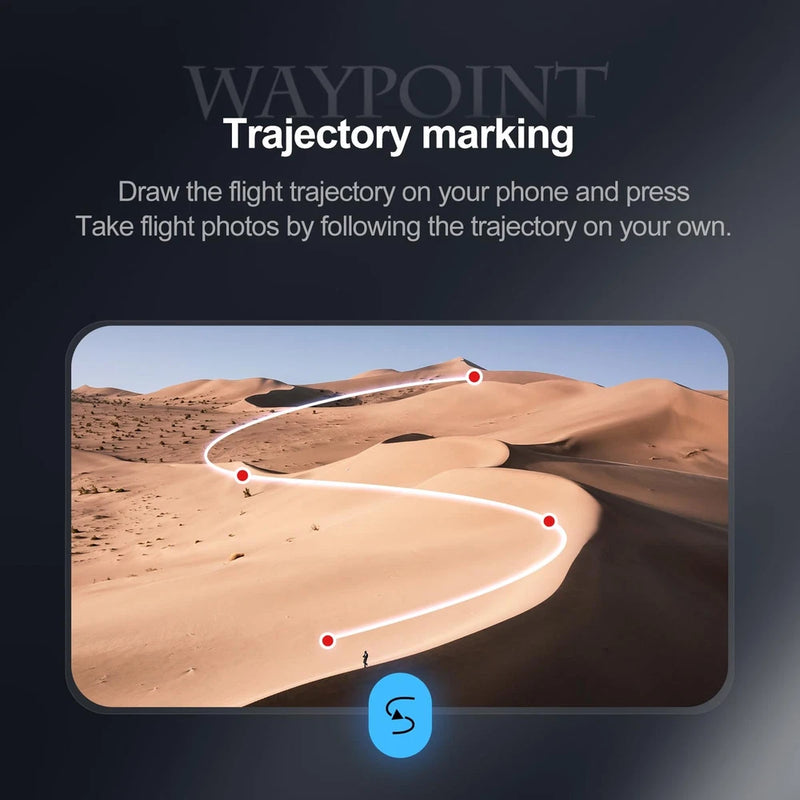 RC drone flight trajectory marking on app screen