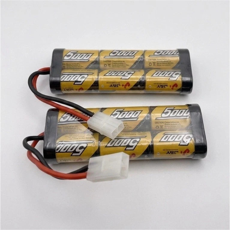 Flylinktech 2 Pack 7.2V 5000mAh NiMH 6 Cell Battery w/ Tamiya Connector RC Cars Battery