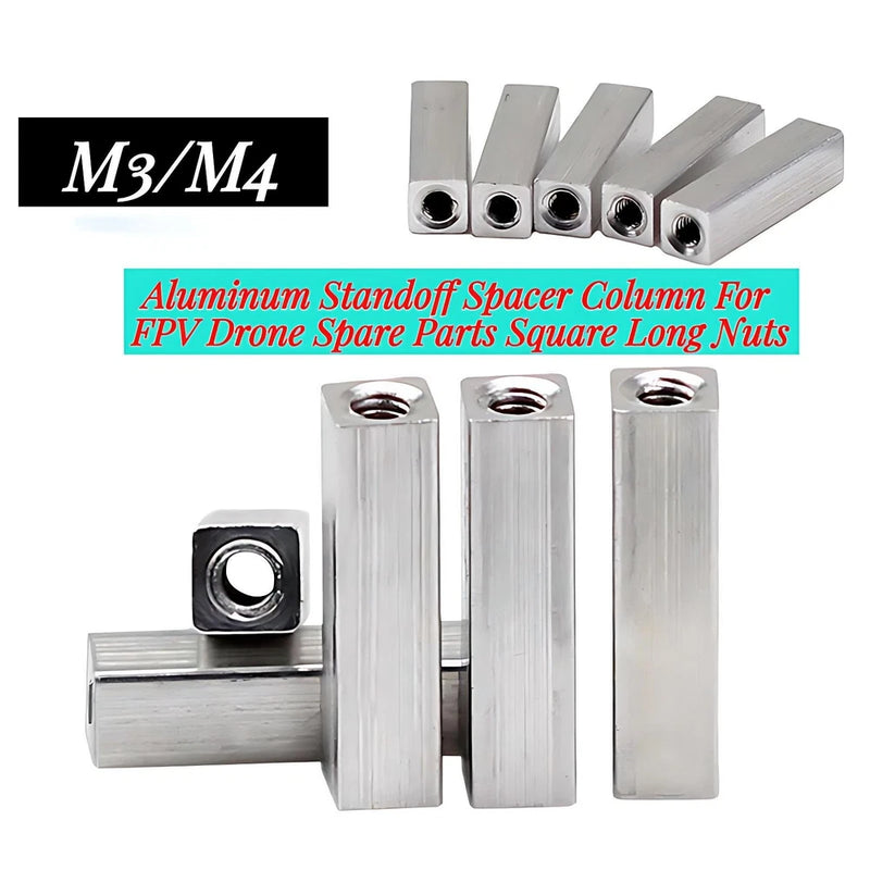 M3 M4 Aluminum Standoff Spacer Column For FPV Drone Spare Parts Square Long Nuts