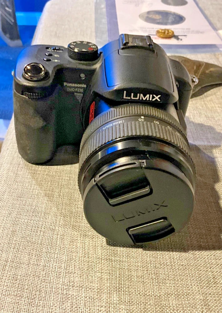 Black Panasonic Lumix digital camera with zoom lens