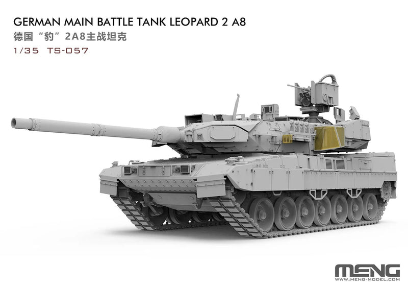 MENG TS-057 1/35 Leopard 2 A8 main battle tank model kit, gray tracked vehicle