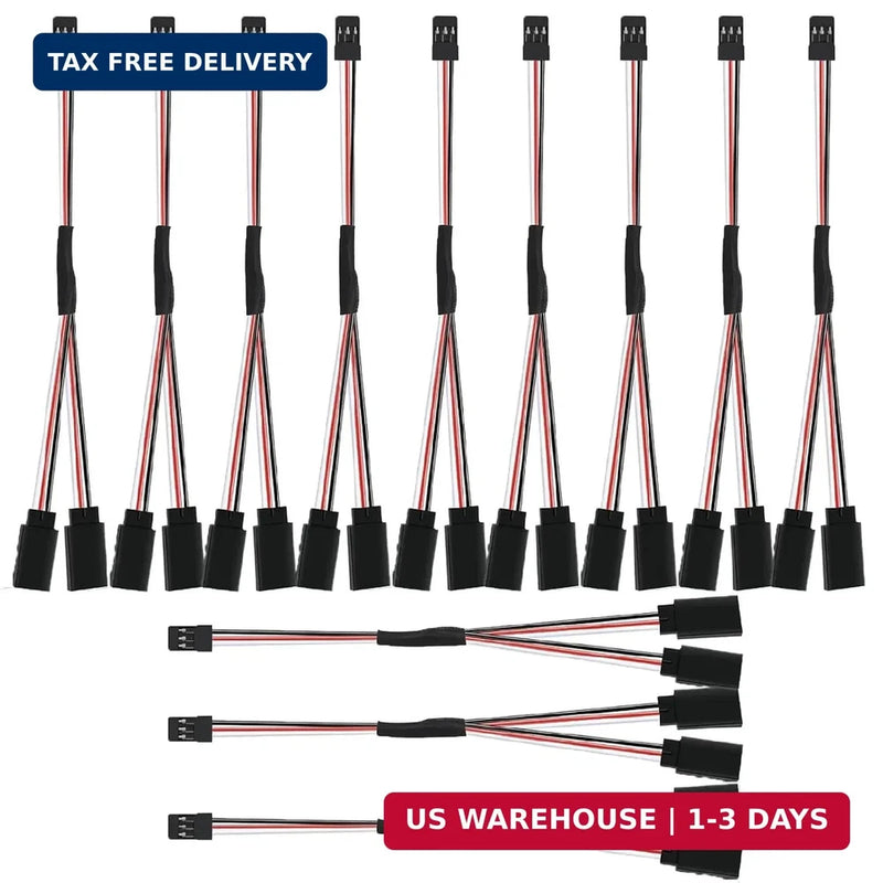 12-Piece Y Connector 3 Pin Plug Splitters Servo Extension Male to Female Servo E Converter