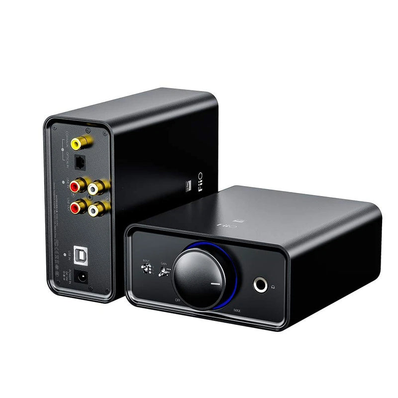 FiiO K5 Pro desktop DAC/amp with volume knob and front headphone and input ports, black