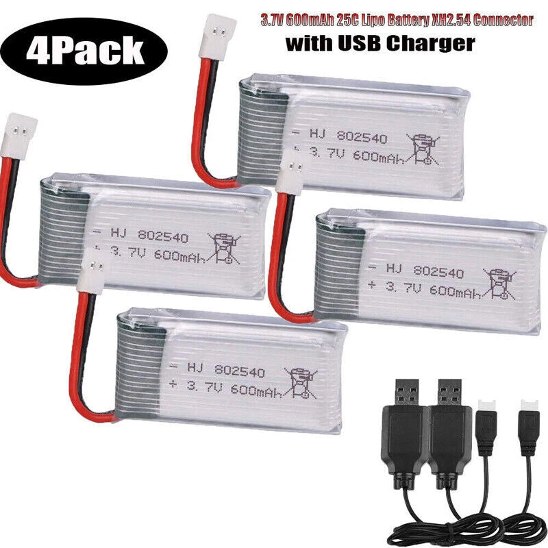 4¡Á 3.7V 600mAh LiPo Battery 25C with charger For Syma X5c X5c-1 X5 RC Quadcopter