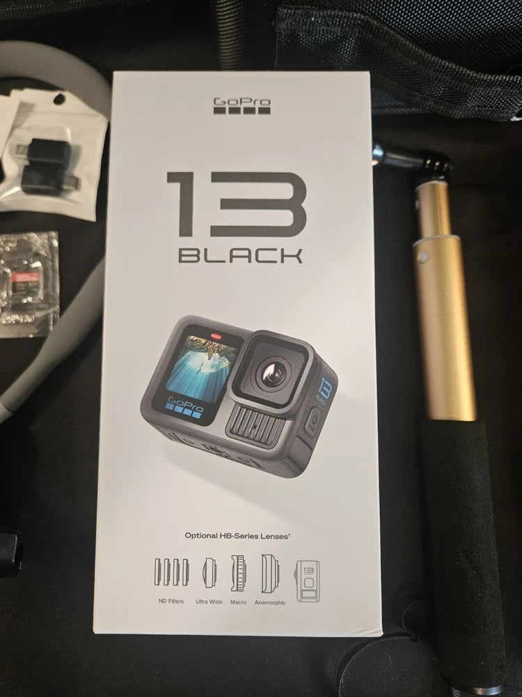 GoPro Hero13 Black action camera retail box with product graphics and camera image