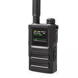 Handheld drone alarm detector with dark display screen and extended antenna