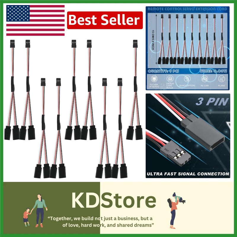 9 Pcs Servo Y Connectors 3 Pin Male to 2 Female Extension Cable for RC Cars A...