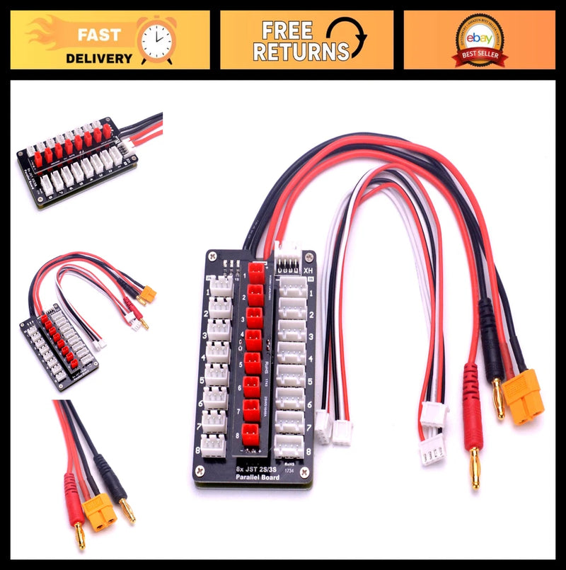 JST Parallel Charging Board 2-3S Lipo Battery Balance Charger for RC Drones & He Battery