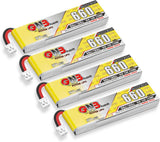 4PCS 660mAh 1S LiPo Battery 3.8V/4.35V LiHV Battery 90C/180C JST-PH2.0 Connector Battery