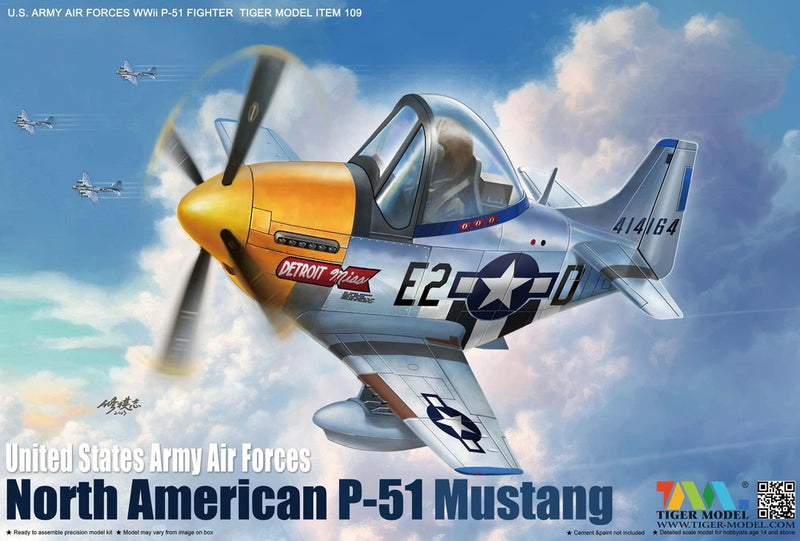 1/48 scale P-51 Mustang WWII fighter model plane with North American marking artwork